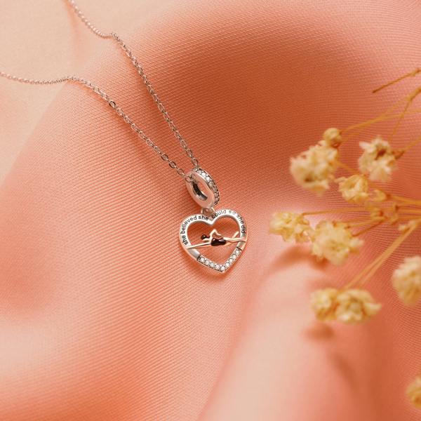 Parus Home Swimmer Heart Necklace Sterling Silver Motivational Gift