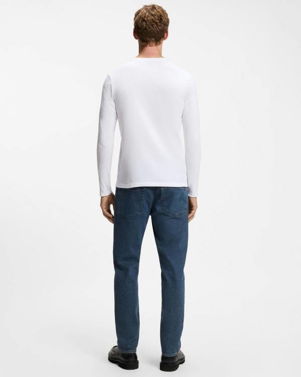 BOSS Orange Tacks Mens Long Sleeve T - Shirt with logo Patch - White 100 | CHO | Designer Mens Long Sleeve T - Shirts & Tops