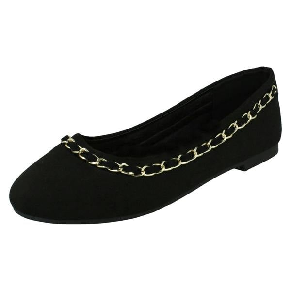 Spot On Ladies Spot On Chain Trim Ballerinas F80550