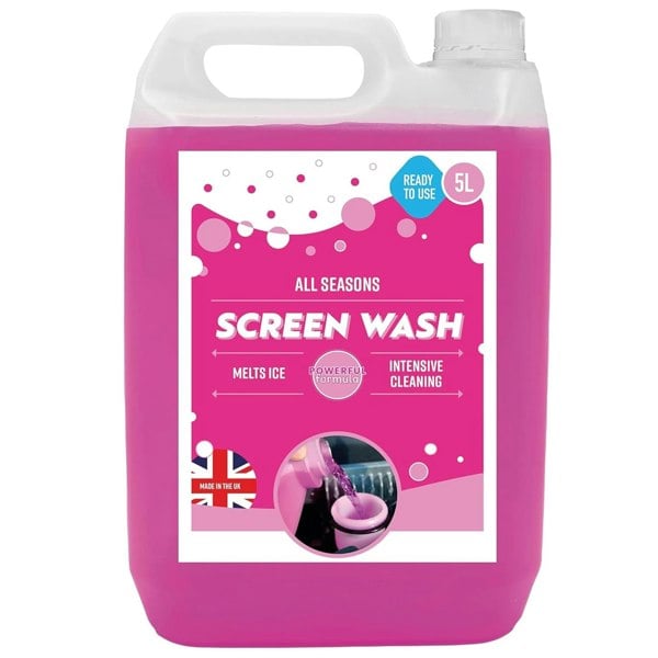 1 x 5L Pink Ready To Use All Season Windscreen Screen Wash Streak Free Finish