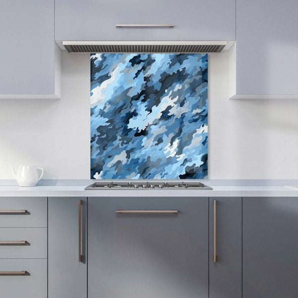 Warren Reed - Designer Blue And Grey Canvas Brushstrokes Kitchen Splashback