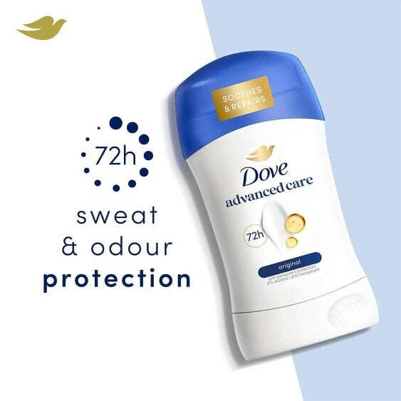 Dove Original Anti-Perspirant Deo Stick 50ml 12 Pack, 72H Sweat Protection