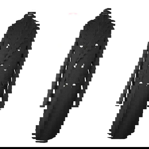 David WeJ DW Signature Double Breasted Wool Overcoat - Black