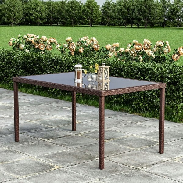 Garden Table Dining Patio Outdoor Table Black/Brown Garden Dining Tables Living and Home