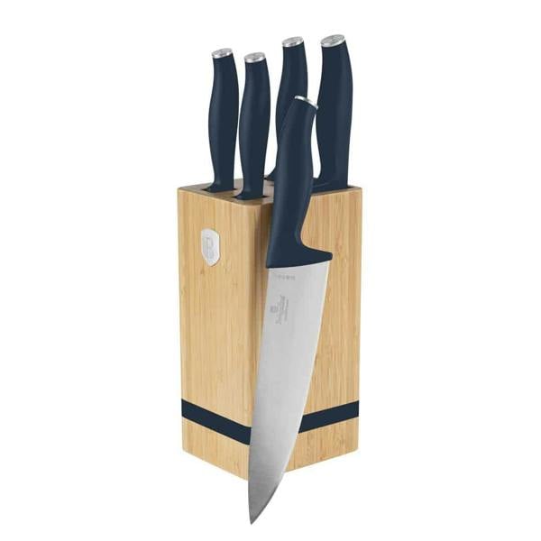 6 Piece Knife Set with Bamboo Stand Matt Blue BH3143