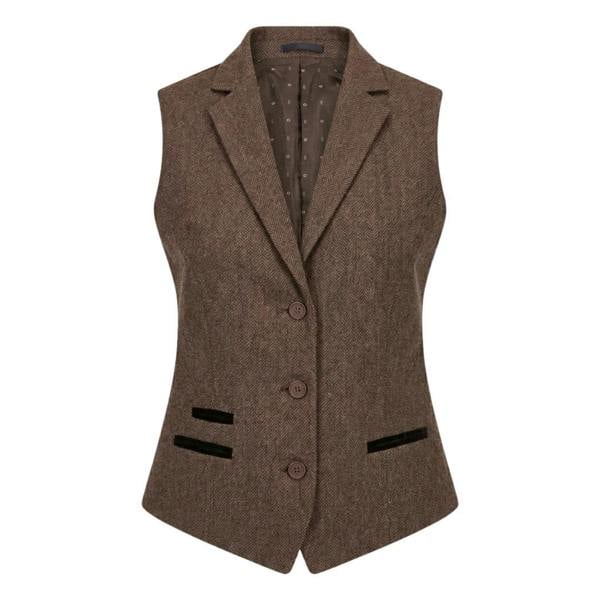 IMW-02 - Women's Oak Tweed Herringbone Blazer Waistcoat-TruClothing