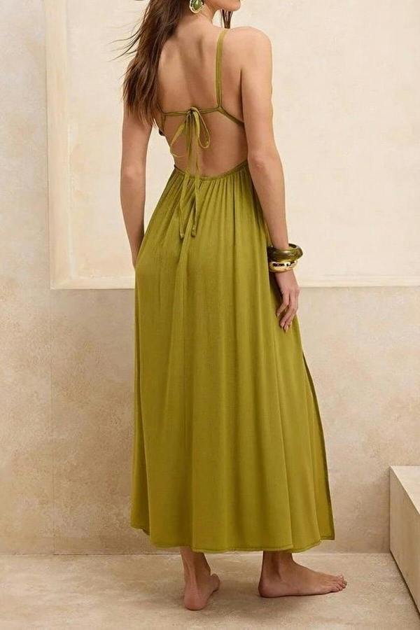 WOVCOR Woven Ruched Maxi Beach Dress
