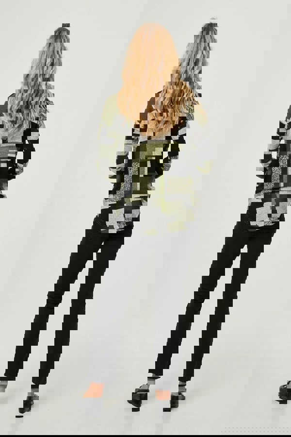 Green | Geo Print Long Sleeve Relaxed Top
