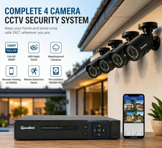 Groundlevel Advanced 4 Camera CCTV Security System