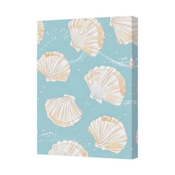 Benjamin Tate Design Seashells Canvas Wall Art Beach Decor Blue Seashell Pattern