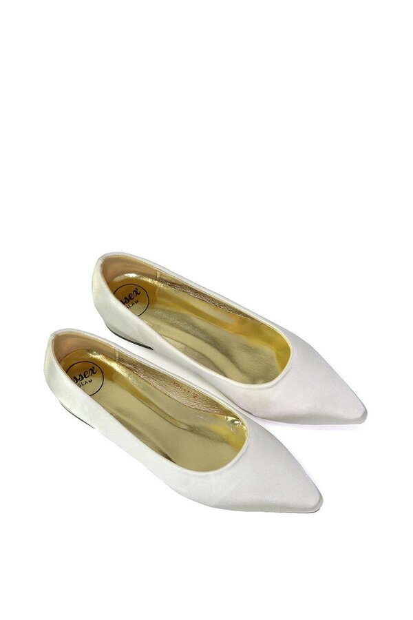 XY LONDON Pointed Toe Wedding Shoes Low Heel Bridal Heels