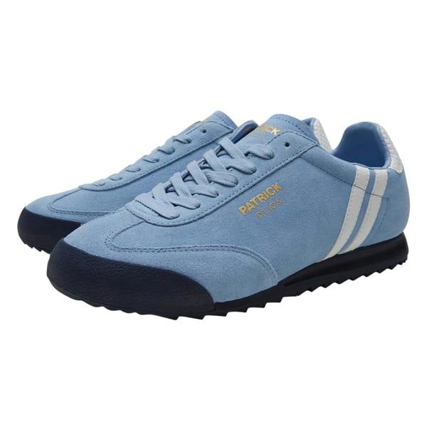 Patrick Mens Dijon Leather Trainers - Sky Blue/White/Navy - 
