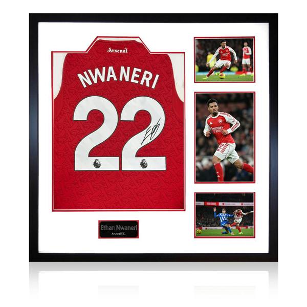 Ethan Nwaneri Signed Arsenal Shirt Elite Frame