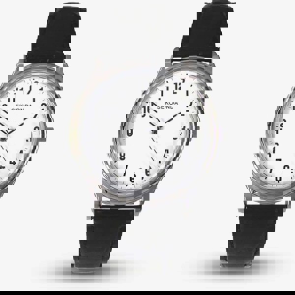 Sekonda Easy Reader Silver & Black Leather Watch 3621