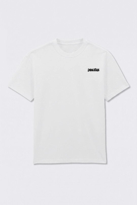 London Attitude Oversized Heavyweight City Graffiti Graphic T-Shirt in White