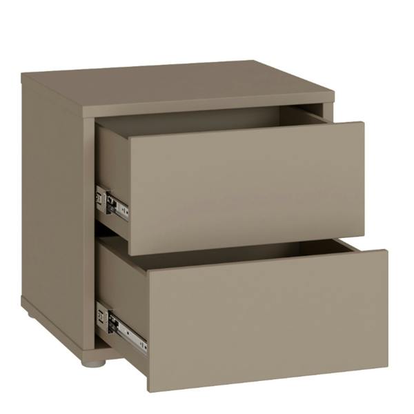 Furniture To Go Alice Springs Low Bedside Cabinet with 2 Drawers Push-to-Open in Taupe