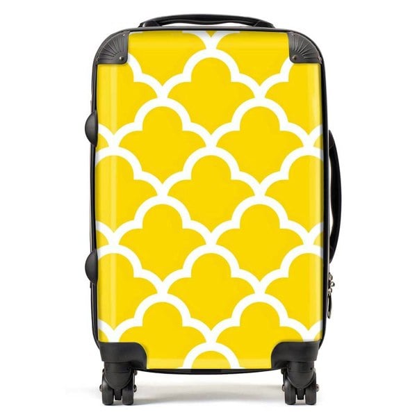 Warren Reed Geometric Yellow Quatrefoil Wave Suitcase