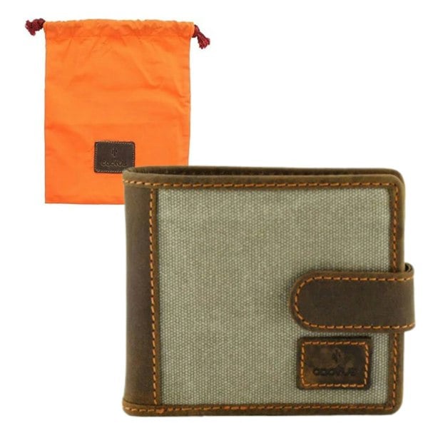 Mala Leather Cactus by Mala Leather Bi-Fold RFID Canvas Wallet – Hunter Leather Trim
