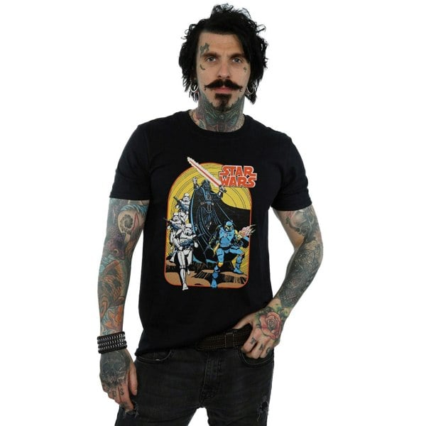 Star Wars Mens Vintage Comic Scene T-Shirt - Black