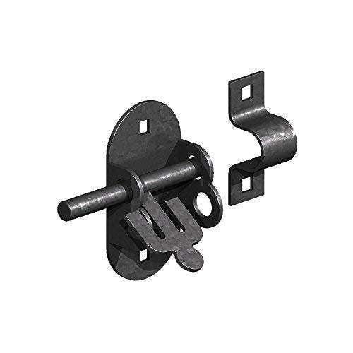 EDH Door Hardware Oval Pad Bolt - Gate Lock for Secure & Sturdy Closure, Black Gate Bolt Ideal for Wooden Gates, Stable Door Bolt, Bolt Lock for Gate