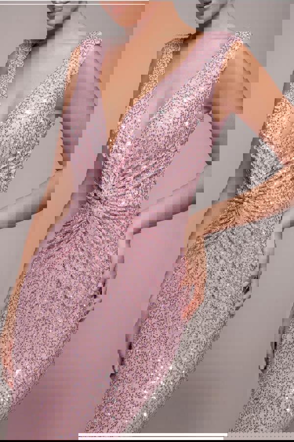 Twisted Front Sequin Maxi Dress - Blush DR2723
