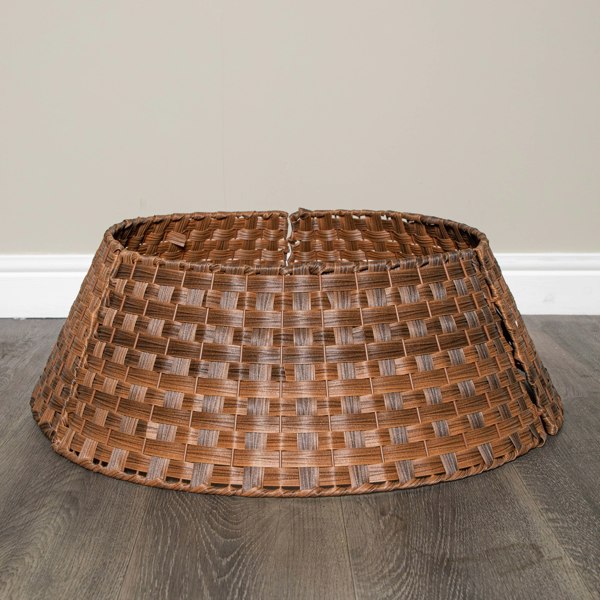 Samuel Alexander 48/70cm Samuel Alexander Large KD Plastic Wicker Rattan Woven Christmas Tree Skirt in Brown