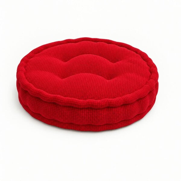 Night Zone Round Fleece Booster Seat Pad 10cm Thick – Soft Chair Cushion for Extra Height - Red