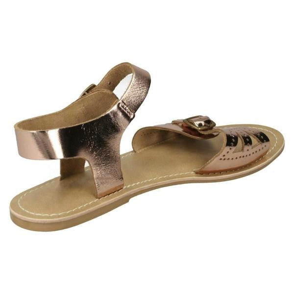 Leather Collection Ladies Leather Collection Flat Buckle Sandals