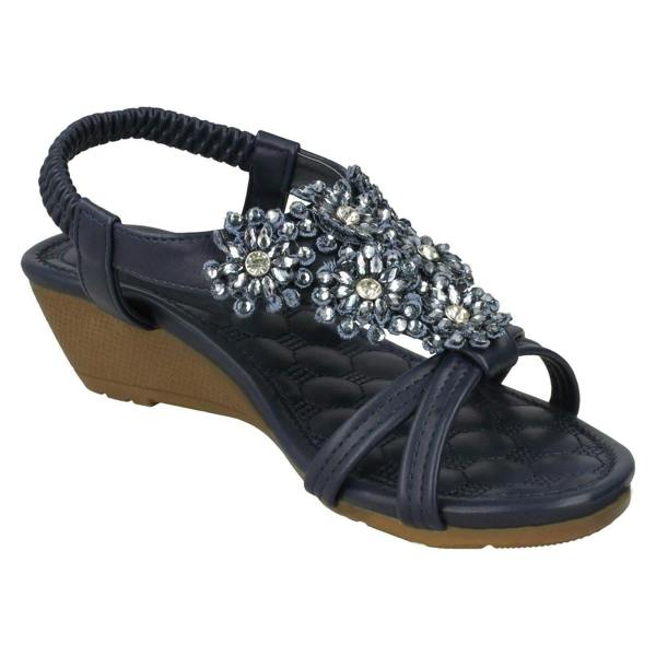 Savannah Ladies Savannah Mid Wedge Strappy Sandals F10792