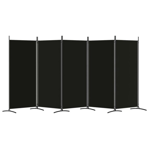 Berkfield 5-Panel Room Divider Black 433x180 cm Fabric