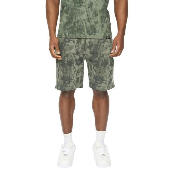 Crosshatch Mens Bardon Camo Sweat Shorts - Olive Camo - 