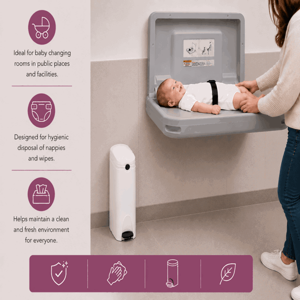 ProWashroom Sanitary Bin 20L Slimline Washrooms Toilets Hygienic Disposal Pedal Container Bins for Female Ladies And Baby Hygiene x4