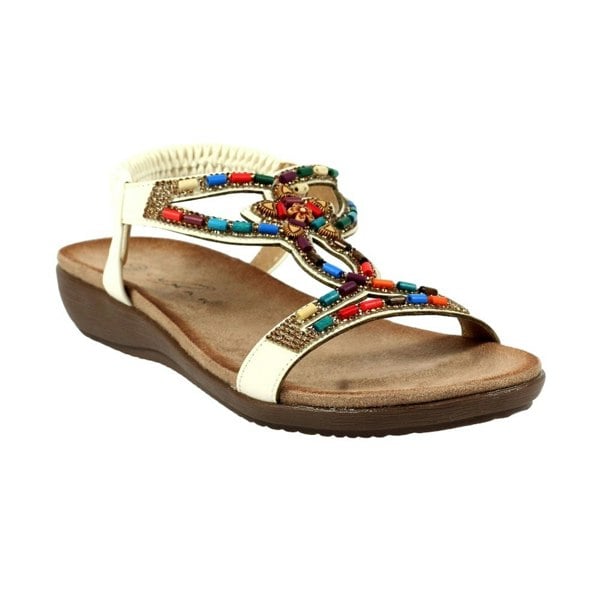 Lunar Women's Mariella Beaded Sandals - White