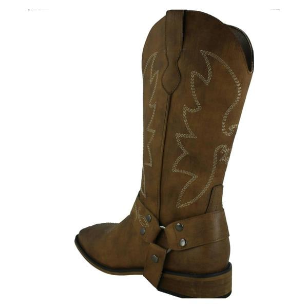 Spot On Ladies Spot On Low Heel Cowboy Boots with Ring Trim Strap F51234