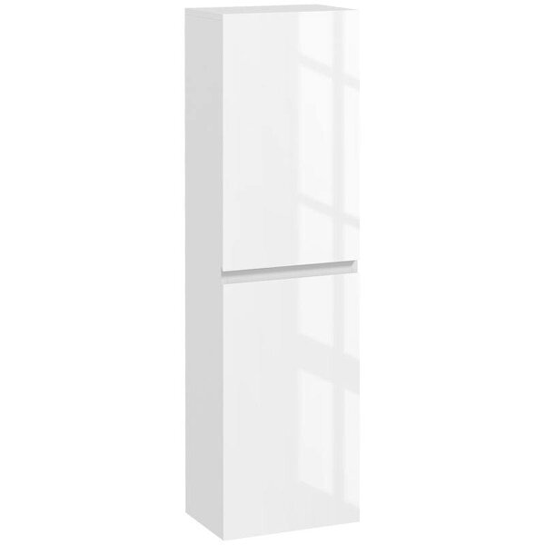 Bathroom Storage Unit, Tall Bathroom Cabinet with 2 Cupboards and Adjustable Shelves, High Gloss White