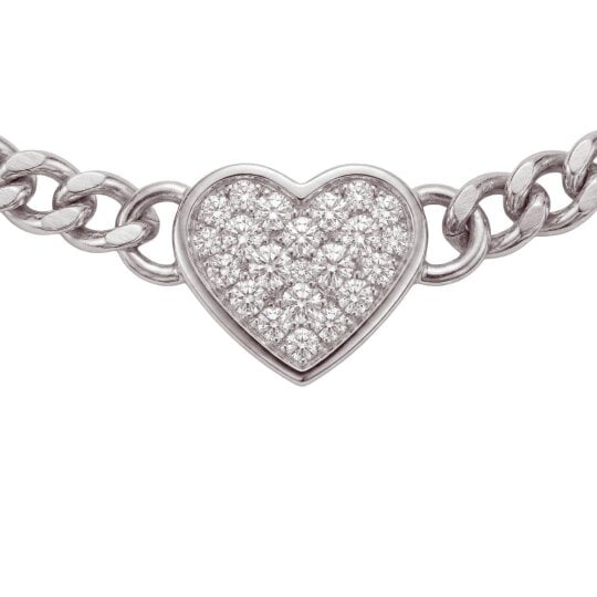 BLOOMTINE Loves Frequency™ Sterling Silver Diamond Heart Choker Necklace