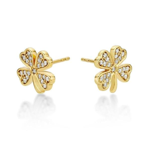 Gold Plated 4 Leaf Clover Stud Earrings for Women - namana.london