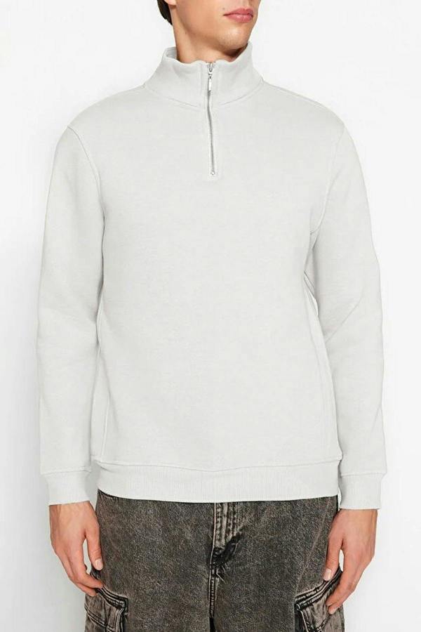 WOVCOR Stand Collar Zippered Basic Men's Sweatshirt