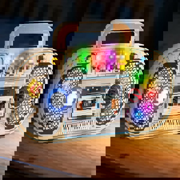 deAO Toys Wooden LED Radio Music Toy Interactive Light & Sound Activity Board