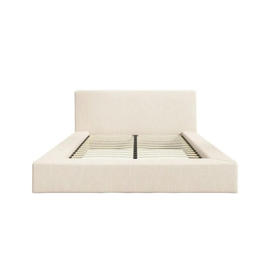 Wyld Haus Portarlington Upholstered Ivory Twill 4ft6 Double Size Bed with Headboard