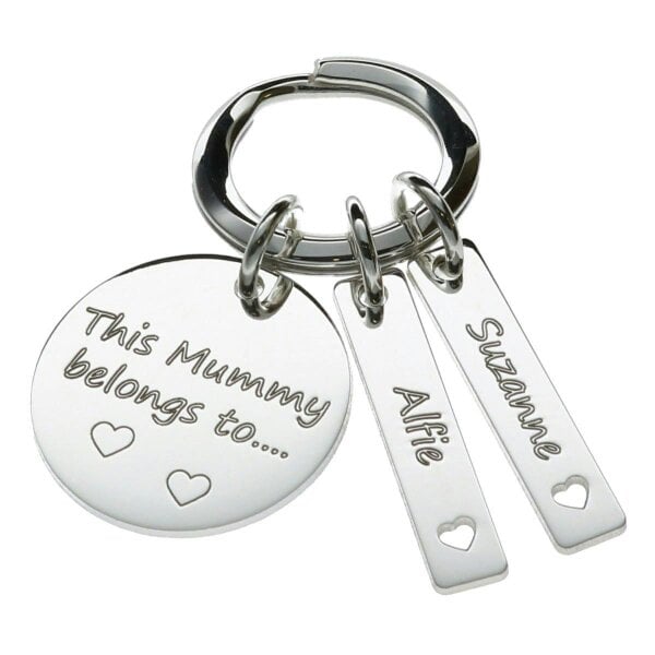 Christopher James of London Sterling Silver Mummy Keyring With Personalised Tags
