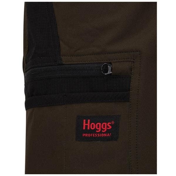 Hoggs of Fife Green King trousers thigh pocket detail with Hoggs Professional logo