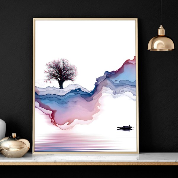 Japanese landscape paintings | set of 3 framed wall art