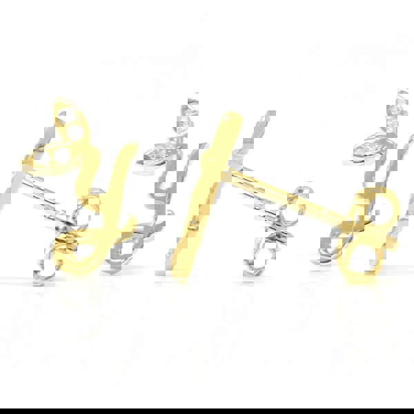 Say It With Winged Initial Earrings - Yellow Gold Plated