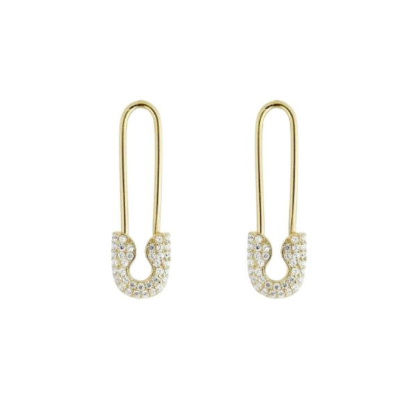 Spero London Pave Safety Pin Earrings Jewelled Sterling Silver