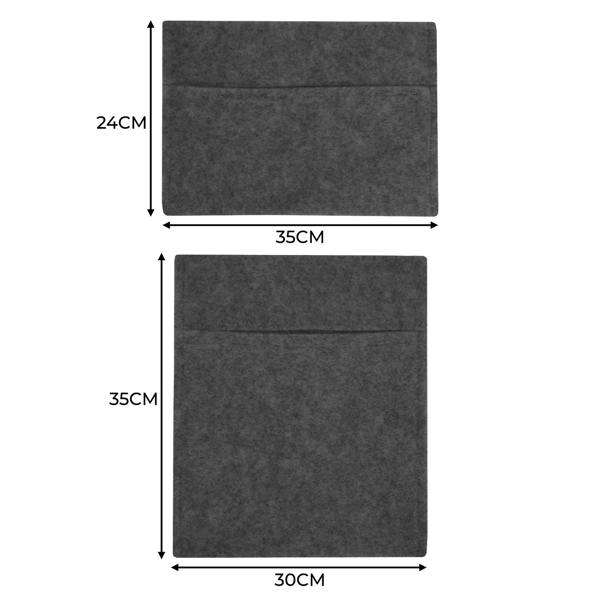 Anthracite grey storage pouches with a soft felt texture, featuring two sizes for versatile organization and stylish storage solutions