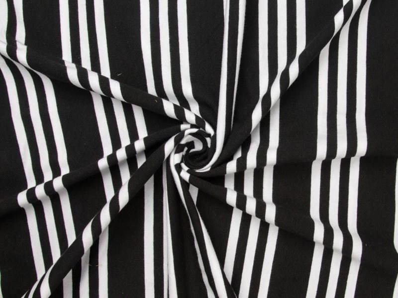 Minerva Core Range Deadstock Cotton Jersey Stretch Knit Fabric - Stripes Design Dressmaking Fabric, 160 cm / 63" Wide - per metre