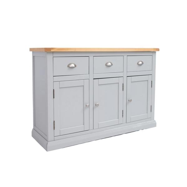 Cabinet Bits Loreo Light Grey 3 Drawer 3 Door Sideboard Chrome Cup Handle