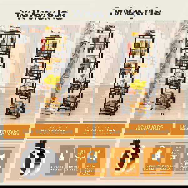 Levede 5 Tier Kitchen Trolley Storage Rack Cart Rolling Trolley Wheels Handle