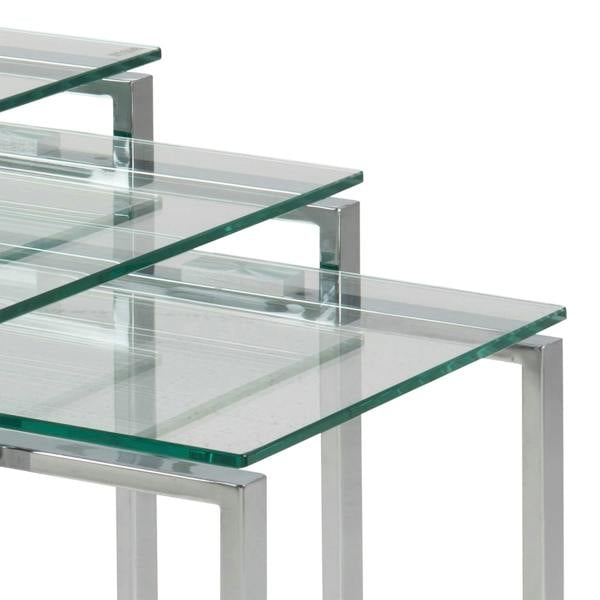 Wyld Haus Set of 3 Frederikssund Glass Top Nesting Coffee Tables